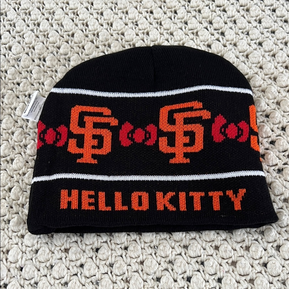 Hello Kitty San Francisco Giants reversible Orange Beanie and Earrings Set BN - Picture 6 of 6